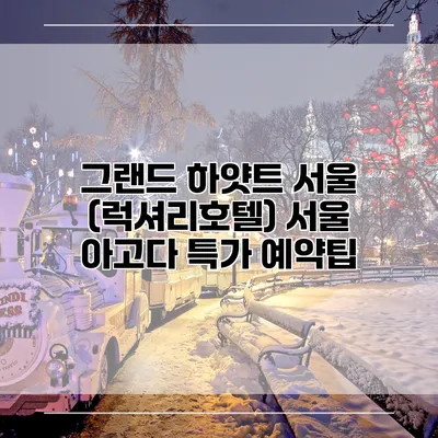 그랜드 하얏트 서울 (럭셔리호텔) 서울 아고다 특가 예약팁