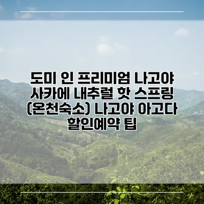 도미 인 프리미엄 나고야 사카에 내추럴 핫 스프링 (온천숙소) 나고야 아고다 할인예약 팁