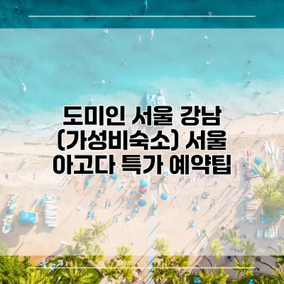도미인 서울 강남 (가성비숙소) 서울 아고다 특가 예약팁