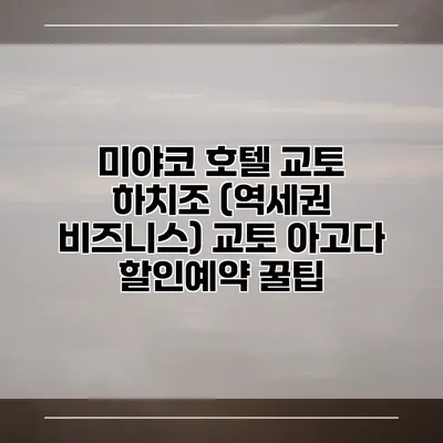 미야코 호텔 교토 하치조 (역세권 비즈니스) 교토 아고다 할인예약 꿀팁