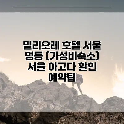 밀리오레 호텔 서울 명동 (가성비숙소) 서울 아고다 할인 예약팁