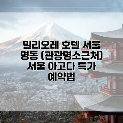 밀리오레 호텔 서울 명동 (관광명소근처) 서울 아고다 특가 예약법