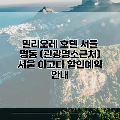 밀리오레 호텔 서울 명동 (관광명소근처) 서울 아고다 할인예약 안내