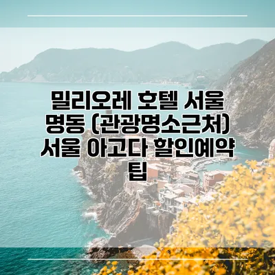밀리오레 호텔 서울 명동 (관광명소근처) 서울 아고다 할인예약 팁