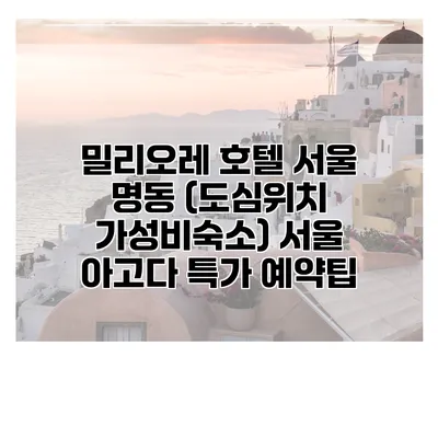 밀리오레 호텔 서울 명동 (도심위치 가성비숙소) 서울 아고다 특가 예약팁