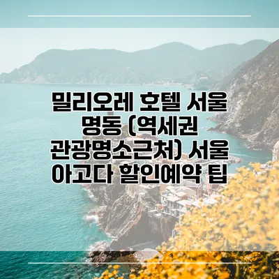 밀리오레 호텔 서울 명동 (역세권 관광명소근처) 서울 아고다 할인예약 팁