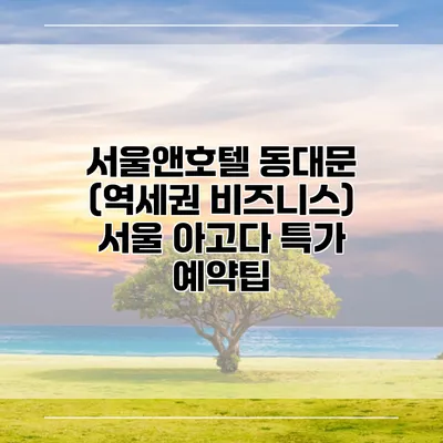 서울앤호텔 동대문 (역세권 비즈니스) 서울 아고다 특가 예약팁