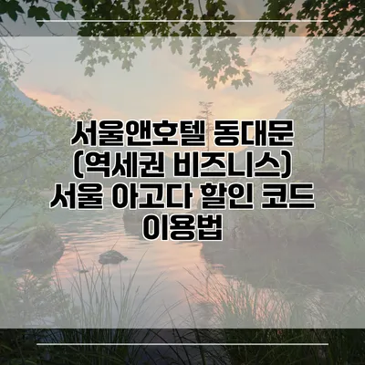 서울앤호텔 동대문 (역세권 비즈니스) 서울 아고다 할인 코드 이용법