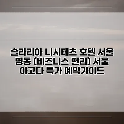 솔라리아 니시테츠 호텔 서울 명동 (비즈니스 편리) 서울 아고다 특가 예약가이드