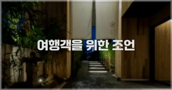 여행객을 위한 조언