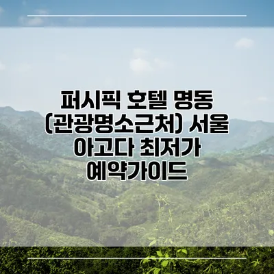 퍼시픽 호텔 명동 (관광명소근처) 서울 아고다 최저가 예약가이드
