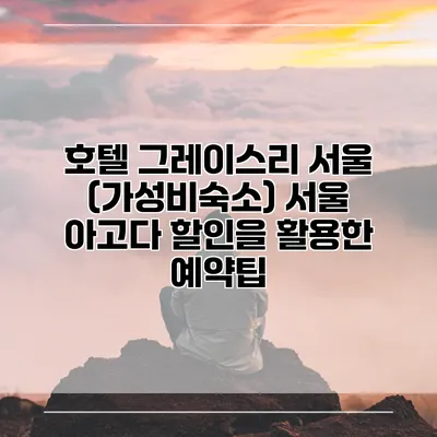 호텔 그레이스리 서울 (가성비숙소) 서울 아고다 할인을 활용한 예약팁