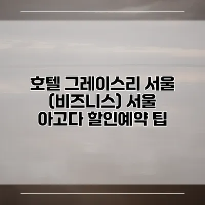 호텔 그레이스리 서울 (비즈니스) 서울 아고다 할인예약 팁