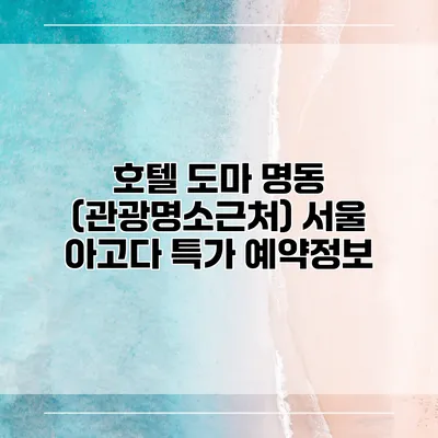 호텔 도마 명동 (관광명소근처) 서울 아고다 특가 예약정보