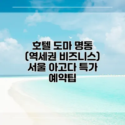 호텔 도마 명동 (역세권 비즈니스) 서울 아고다 특가 예약팁