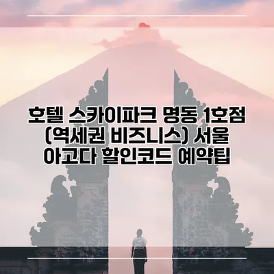 호텔 스카이파크 명동 1호점 (역세권 비즈니스) 서울 아고다 할인코드 예약팁