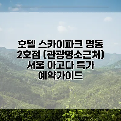 호텔 스카이파크 명동 2호점 (관광명소근처) 서울 아고다 특가 예약가이드