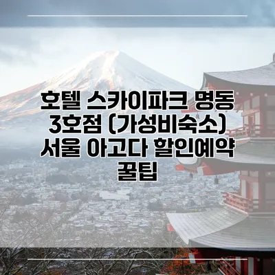 호텔 스카이파크 명동 3호점 (가성비숙소) 서울 아고다 할인예약 꿀팁