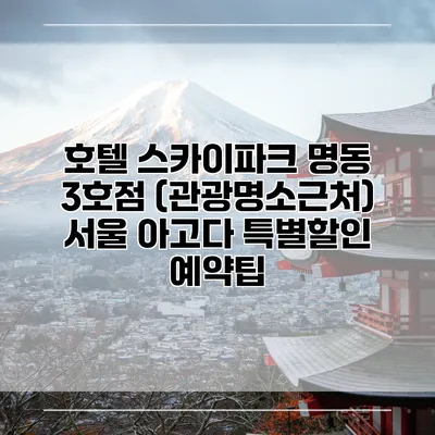 호텔 스카이파크 명동 3호점 (관광명소근처) 서울 아고다 특별할인 예약팁