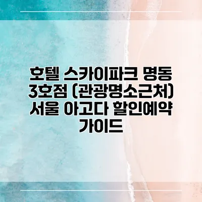 호텔 스카이파크 명동 3호점 (관광명소근처) 서울 아고다 할인예약 가이드