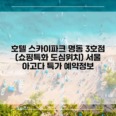호텔 스카이파크 명동 3호점 (쇼핑특화 도심위치) 서울 아고다 특가 예약정보