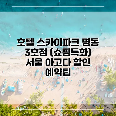 호텔 스카이파크 명동 3호점 (쇼핑특화) 서울 아고다 할인 예약팁