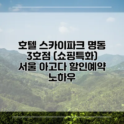호텔 스카이파크 명동 3호점 (쇼핑특화) 서울 아고다 할인예약 노하우