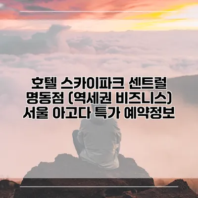 호텔 스카이파크 센트럴 명동점 (역세권 비즈니스) 서울 아고다 특가 예약정보