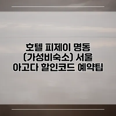 호텔 피제이 명동 (가성비숙소) 서울 아고다 할인코드 예약팁